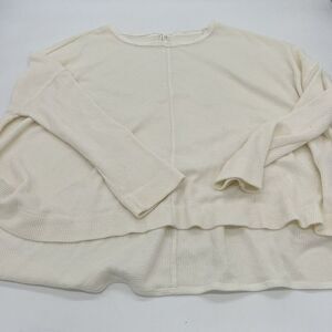 Anthropologie Waffle Knit Ivory Sweater Hi Lo Long Sleeve Small